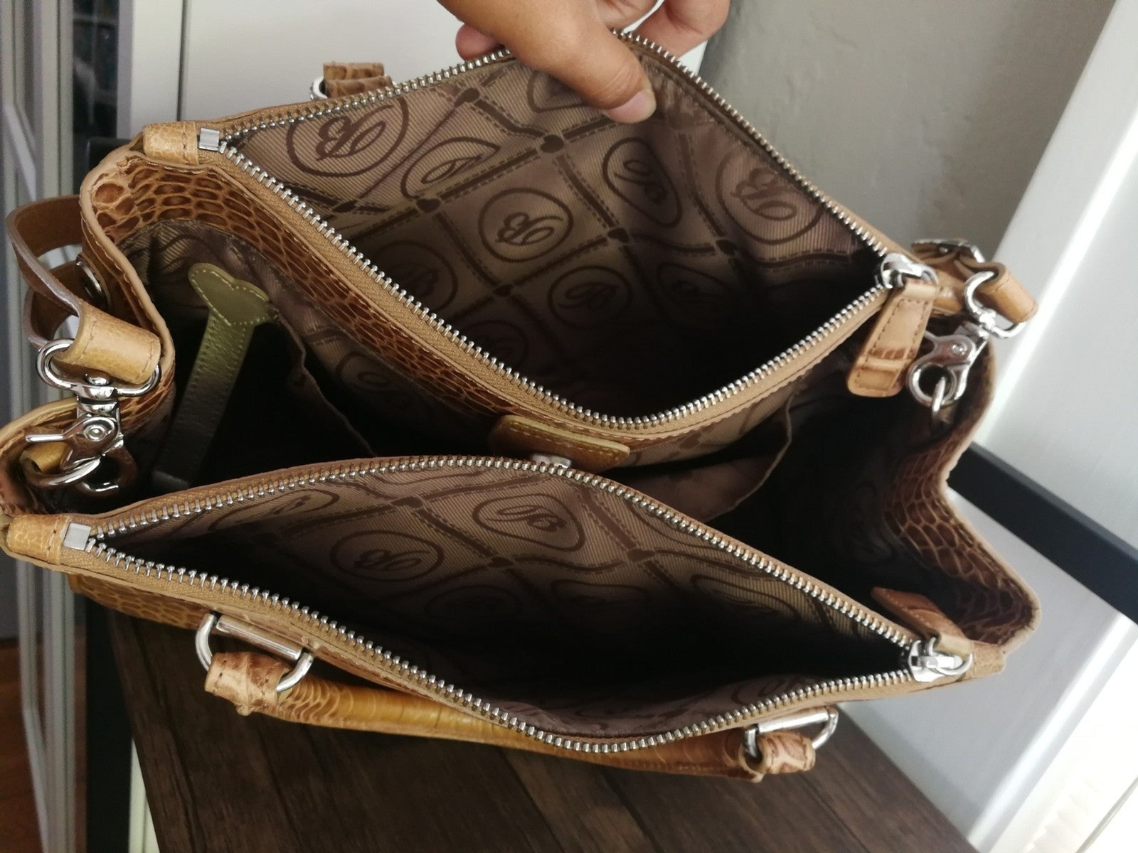 Brighton corcodile pattern leather Satchel - image 11