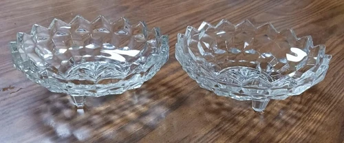 2 Vtg Indiana Whitehall 3 Footed Round Bon Bon Candy Dish Bowls 6.5"