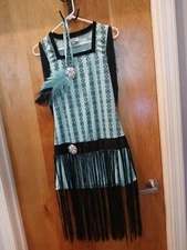 WOMAN'S SMIFFY SMALL FLAPPER COSTUME DRESS AND HEADPIECE DELUXE