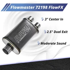 Flowmaster 72198 FlowFX Muffler 409S 3" Center In / 2.5" Dual Out Moderate Sound