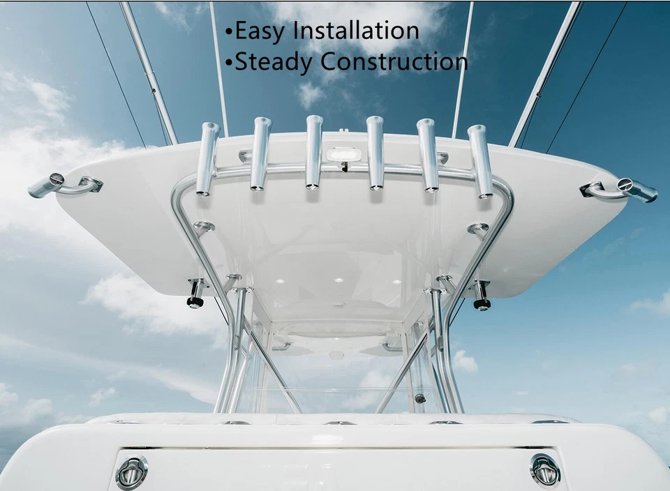 4X 316 Stainless Steel Fishing Rod Holder for Boat Clamp on 1-1/4" to 2" Rail - Image 4 of 4