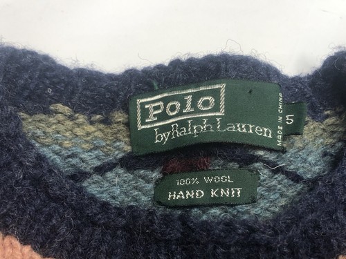 Vintage Ralph Lauren Polo Hand Knit Wool Sweater Cowboy 90’s Youth Kids Size 5 - Picture 10 of 19