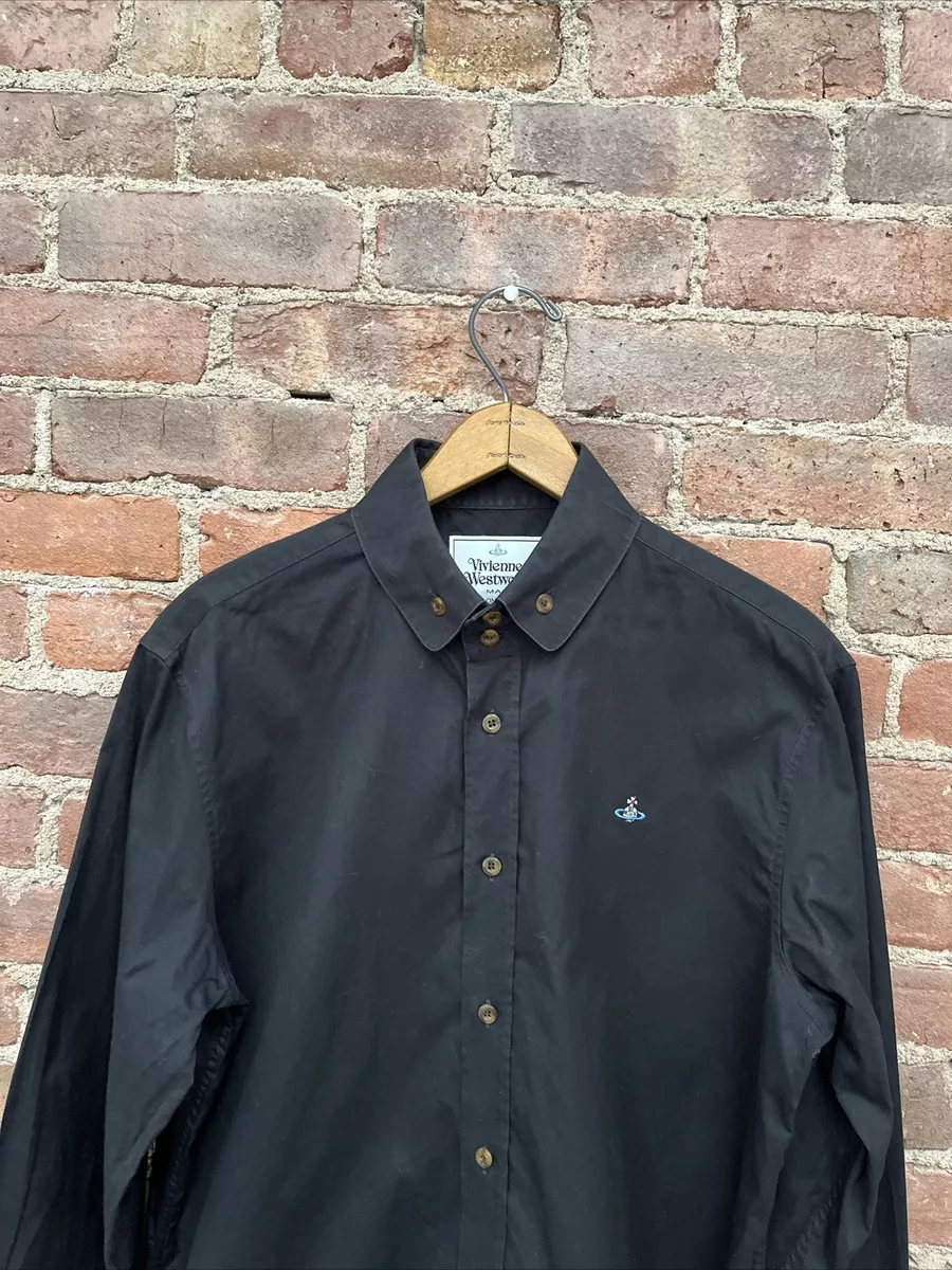 Vivienne Westwood Mens Shirt, Size 52 Slim, Black 100% Cotton Logo
