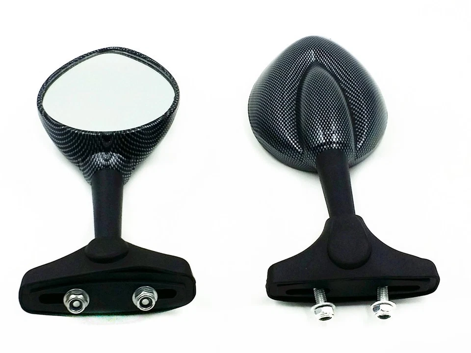 Espejos retrovisores laterales deportivos de carbono para carreras para Triumph Ducati Daytona 600 750 Foto 4 de 4