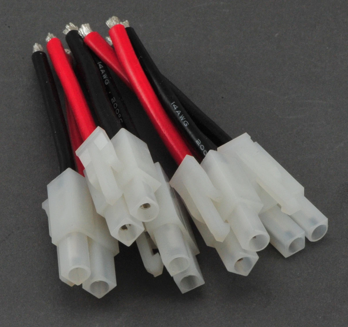 Pack De 5 Conectores Tamiya Macho Grandes Con Cable De 16AWG - Para Baterías Li-Po/NiMH En RC