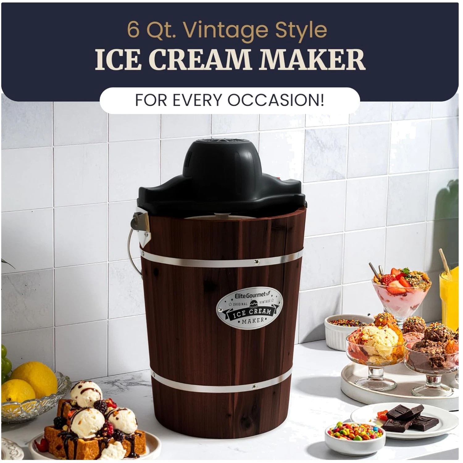 Traditional Electric Ice Cream Maker, 6 Qt Capacity
Opens in a new window or tab