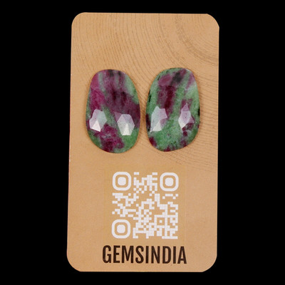 50.50 Ct Natural Bi Color Ruby in Zoisite Rose Checker Cut Gems Pair For Earring