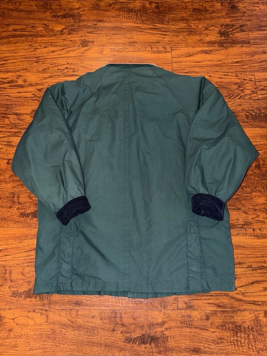 Gant Green Barn Jacket with Leather Collar and Plaid Lining Size L View 5