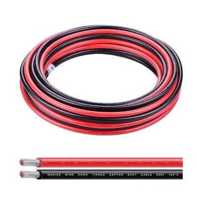 8 Gauge Wire,8 AWG Tinned Copper Wire, 2 Conductor Insulated Cable for Solar ...
