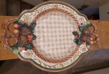 Fitz & Floyd Jolly Ole Saint St Nick Candy Dish Vegetable Serving Bowl Christmas