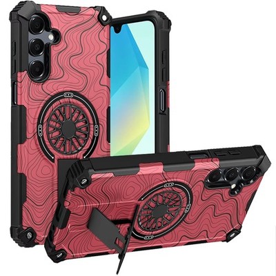 For Samsung A16 5G Case Design Shockproof Magnetic Circle Stand + Tempered Glass