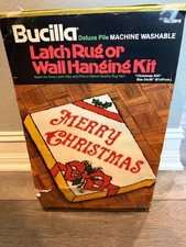 Bucilla Vtg Merry Christmas Rug Wall Hanging Latch Hook Kit  24"x36"  New 12918