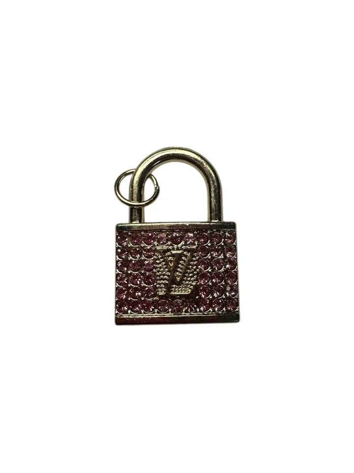 Lote de 4 dijes con cremallera dorada LV Lock con piedras negras, azules, rosas y transparentes Foto 4 de 4