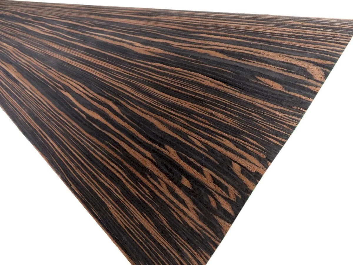 2 Hojas MAKASSAR Fineline (2x 225cm x 32cm) Chapa Madera Auténtica Ébano Mueble Frontal