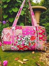 Cotton Travel Weekender Duffle Bag for Women Quilted Vegan Overnight Carry On