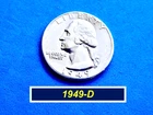 1949-D Washington  Quarter ➪ Strong Design Details  ➪ "AU" ➪ Some Luster ➪  239