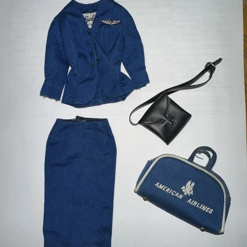BARBIE Vintage STEWARDESS UNIFORM #984 1961 American Airlines Partial Set