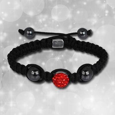 Shamballa Armband original Sterlinx mit 1 roten Glitzerkugel SHS11R