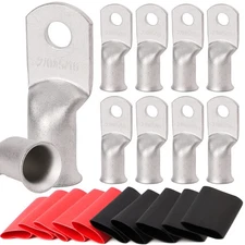 TKDMR 10pcs 2/0 Awg-5/16 Ring Marine Grade Copper Wire Lugs,with 31 Heat Shri...