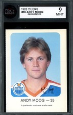 1982 Oilers Red Rooster Hockey #35 Andy Moog HOF KSA 9 MINT Edmonton Oilers