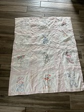 Handmade hand embroidered Animals Quilt Throw Baby Crib Blanket Colorful