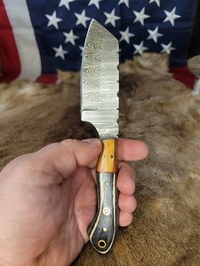 Hand crafted Damascus Fixed Blade Hunting Knife with Leather Sheath