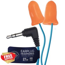 Plugfones Earplug Headphones 27dB Noise Reduction OSHA Orange Foam