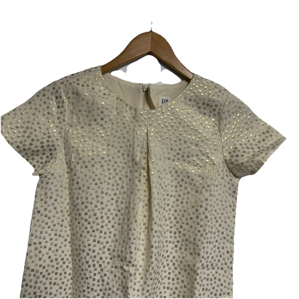 Gap Kids Girls XL Gold Metallic Front Pleat Dress Lined Holiday Zipper - Image 4 of 4