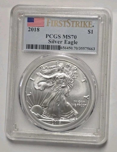 2018 American Silver Eagle Flag Label PCGS MS70 First Strike