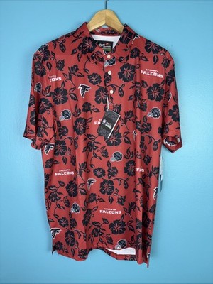 Reyn Spooner Atlanta Falcons Golf Polo Performance Large Red Hawaiian NFL
