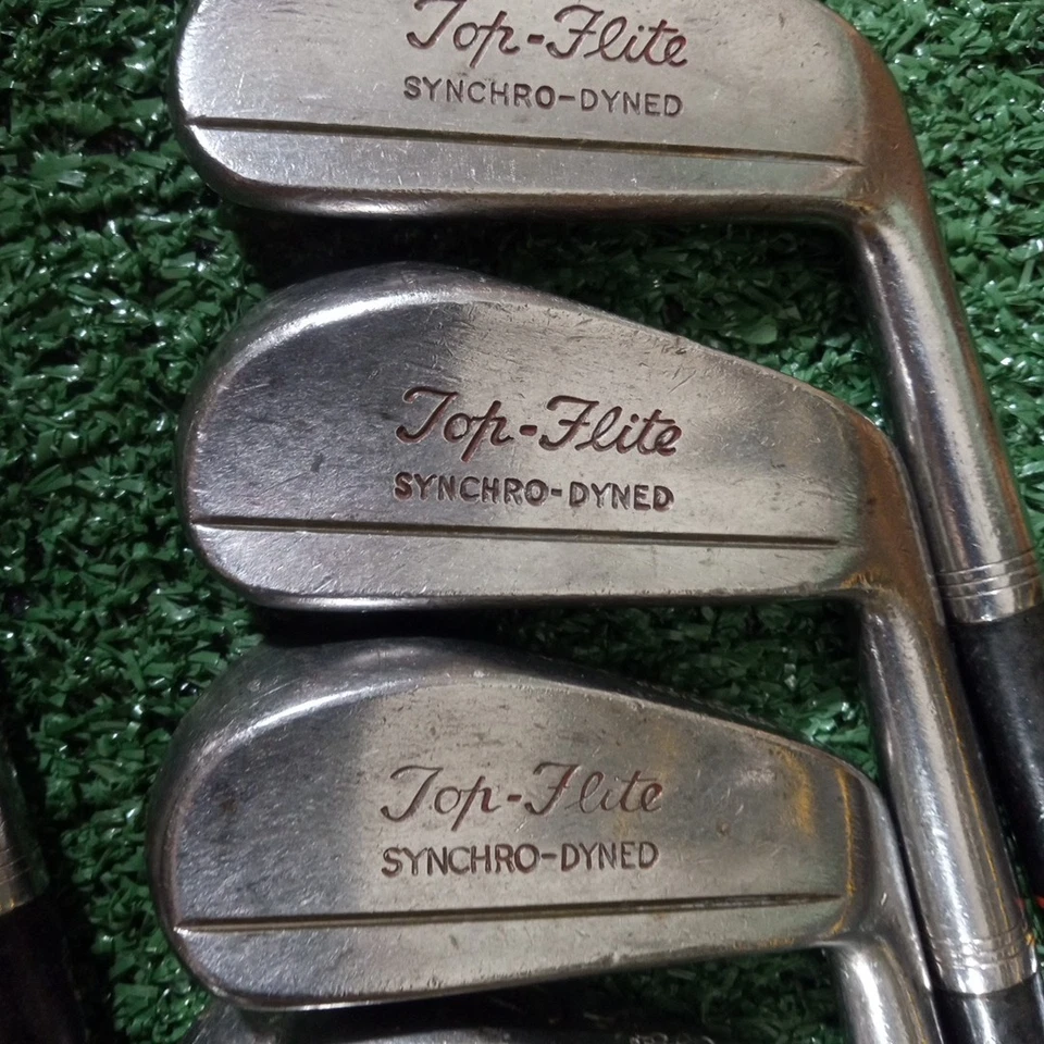 Juego de hierro dineado Spalding Top Flite Synchro vintage 2-9 envoltura de cuero Reg Flex diestro Foto 3 de 4