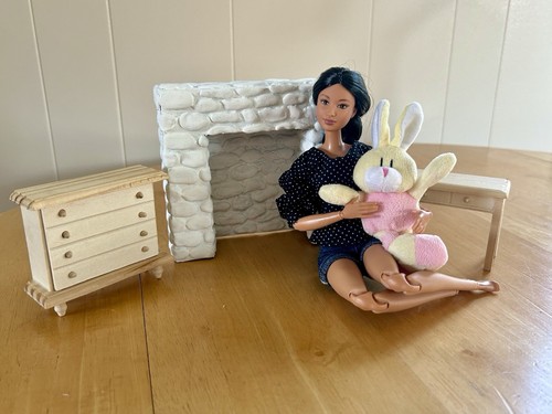Doll Furniture Fireplace Table Mini Bunny toy for dolls toys and figures
