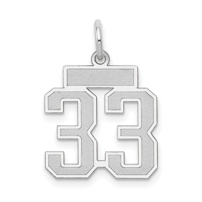 14k White Gold Small Satin Number 33 Charm