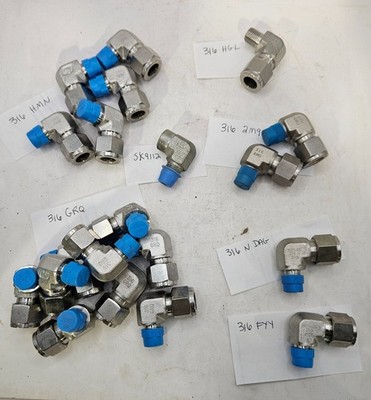 Lot Of 20 HY-LOK SS MALE ELBOW 1/2 TUBE OD X 1/2 MALE SWAGELOK mixed