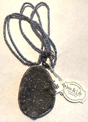 Iris & Lily London Sterling Silver Agate Hematite Necklace New with Tags