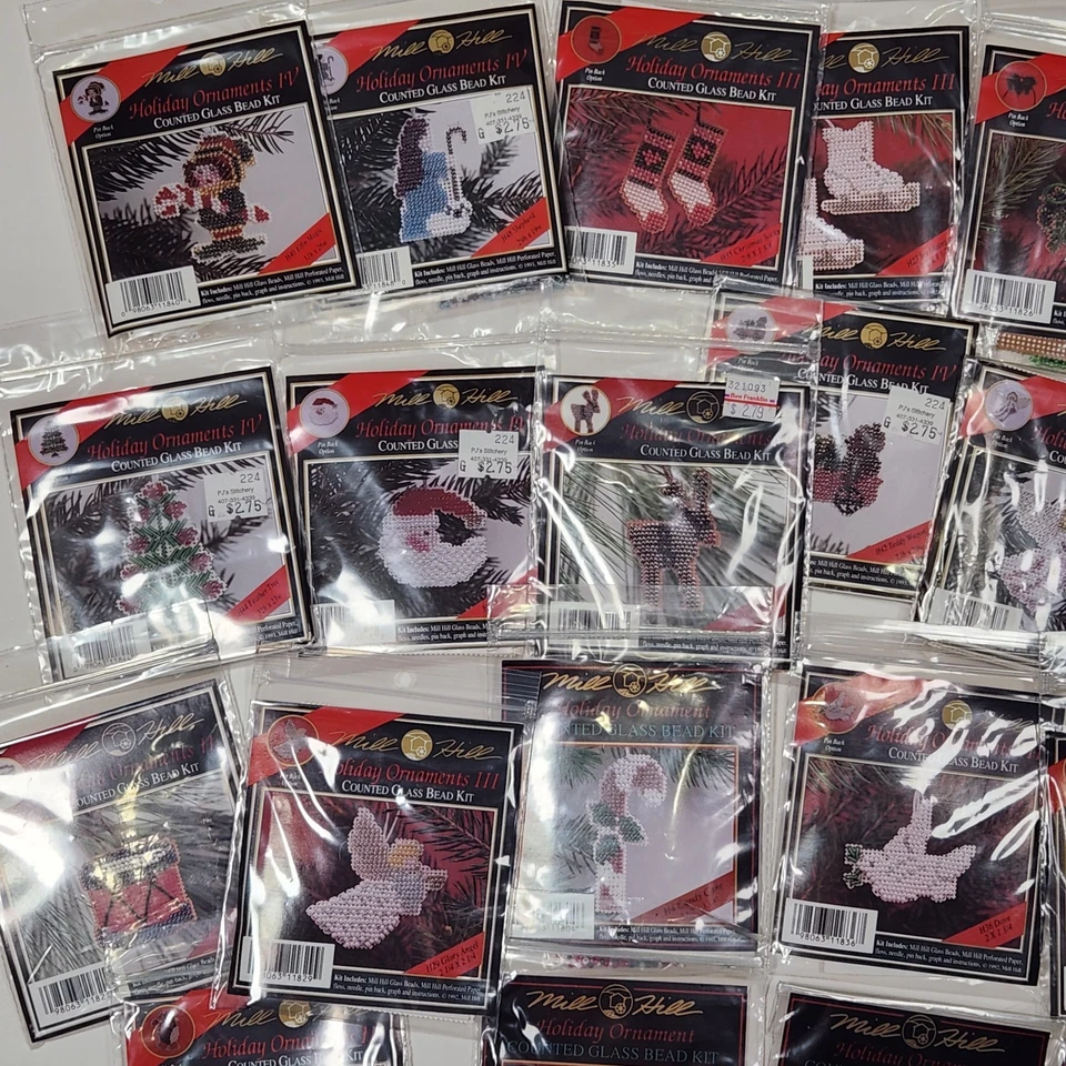 Mill Hill Holiday Ornaments Counted Glass Bead Kit Lot of 36 Xmas  - Image 2 of 4