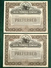 Bush Terminal Company Unissued Stock Certificates Less Than 100 Shares Lot of 2