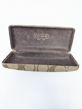 Coach Signature Eyeglass Case Khaki Brown Monogram Hard Shell Vintage