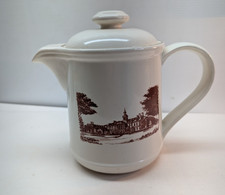 SM Shelby Mutual Teapot Painted Porcelain 1880-1980 Insurance Company Souvenir
