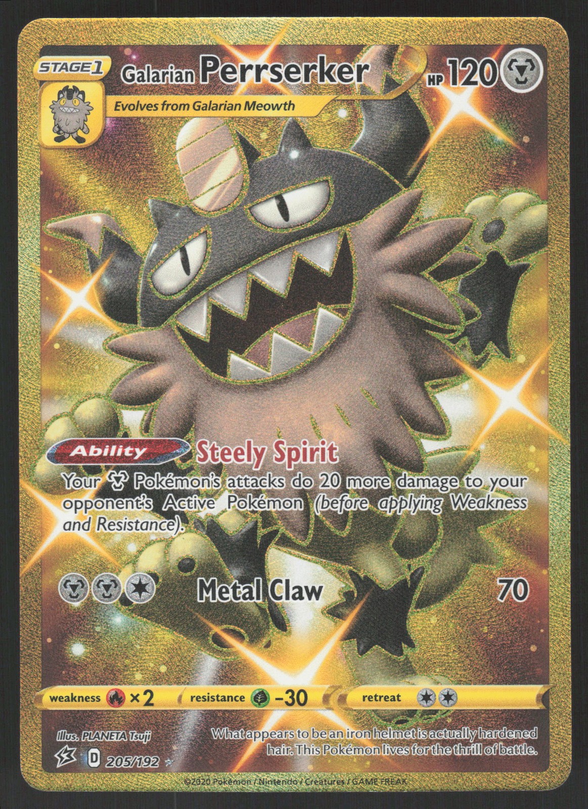 Galarian Perrserker 205/192 Secret Rare Pokemon TCG Rebel Clash NM