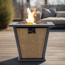 28" Propane Fire Pit Table 50000 BTU Square Steel Outdoor Patio Brown