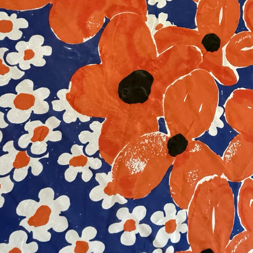 Винтажный шарф Vera Neumann 100% полиэтиленовый оранжевый/белый/синий квадратный 43 дюйма - Изображение 4 из 4