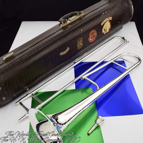 1955 Vintage King H. N. White 2B Liberty Trombone Silver Plate - Picture 13 of 13