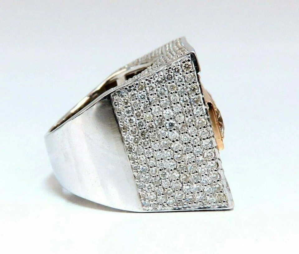Conjunto de micro pavé de corte redondo y baguette de 3,65 quilates enorme anillo de plata 925 hip-hop para hombre Foto 2 de 4