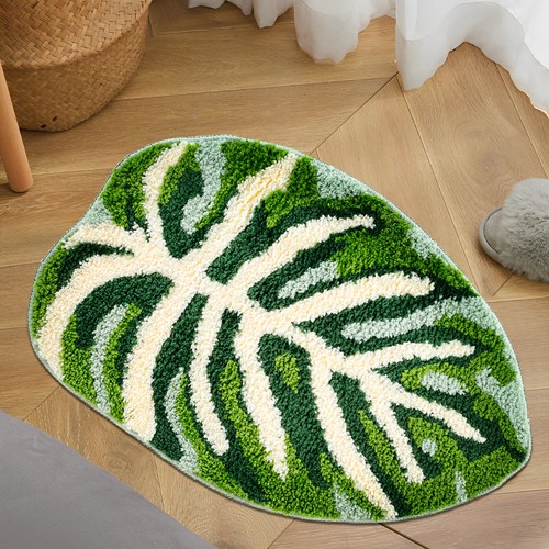 Green Leaf Mat Non Slip Palm Shaped Bathroom Mat Super Absorbent Bathroom VV - Picture 8 of 10