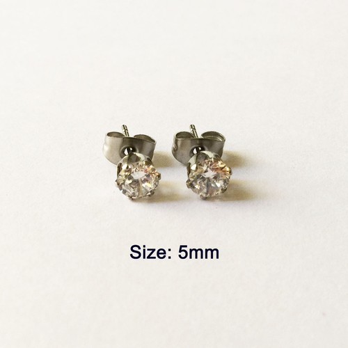 Pendientes redondos de circonio cúbico de 3 mm-8 mm para hombre/mujer - Imagen 8 de 16