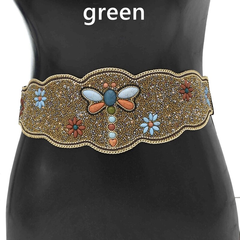 Women Bohemian Wide Belt Beaded Chain Waistband Girdle  display picture 3