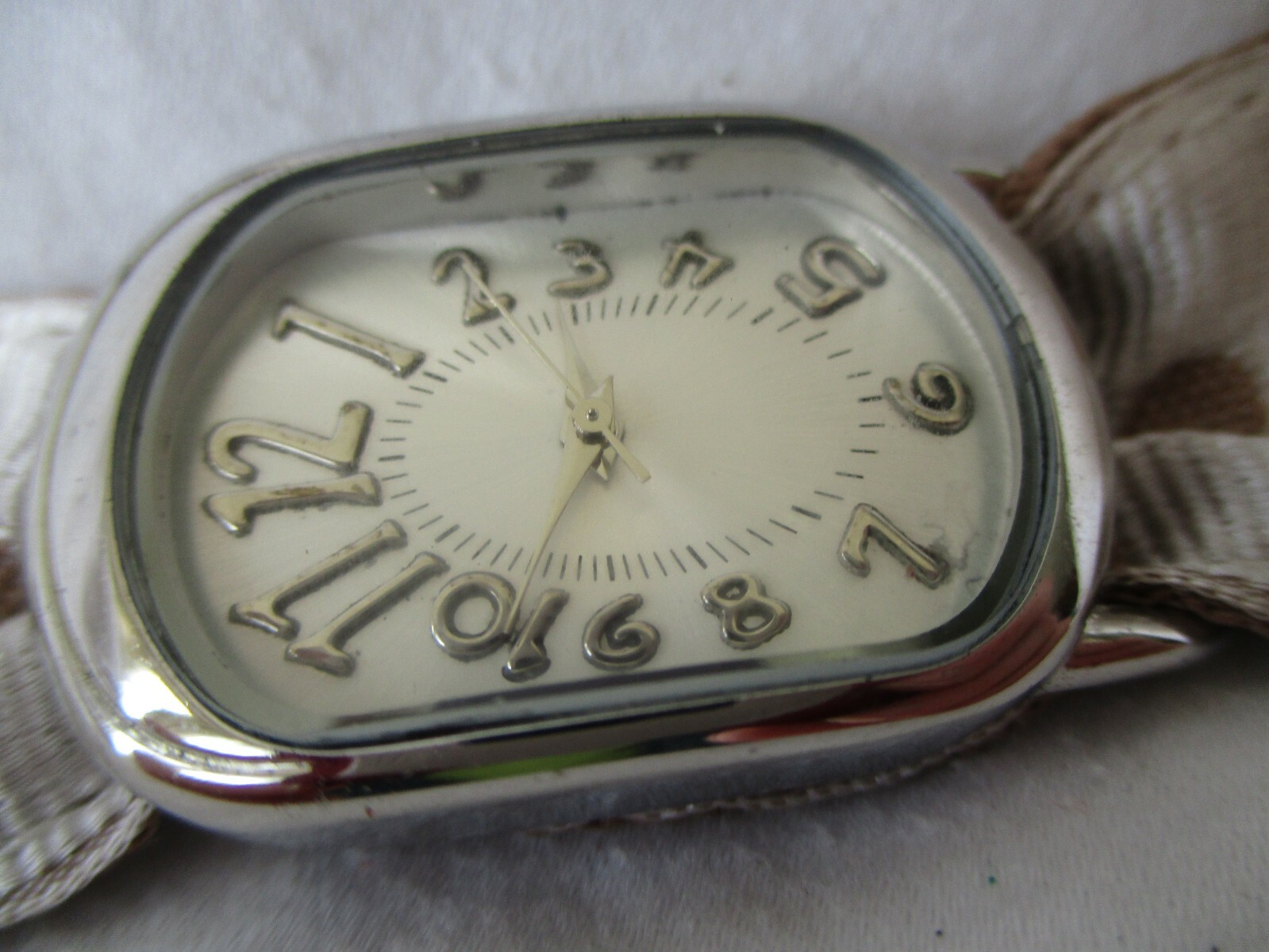 Wristwatch Silver Toned Rectangular Face Brown Po… - image 2