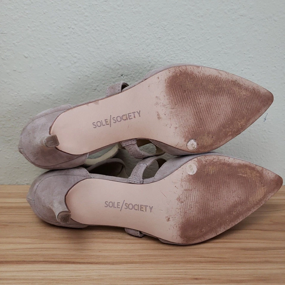 Sole Society Womens Edelyn Blush Pink Leather T-Strap Pump Heels Size 5.5 M - Image 4 of 4