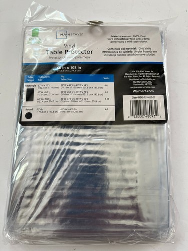 New Mainstays 60”x108” Rectangle Clear Vinyl Table Protector for Spills & Stains - Picture 2 of 3